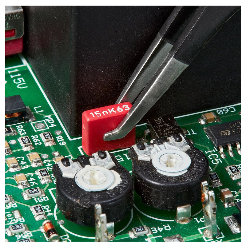 Nhíp gắp linh kiện điện tử SMD, chống tĩnh điện, mũi cong 45° KNIPEX 92 08 78 ESD kích thước đầu mũi 0.5 x 2.5mm