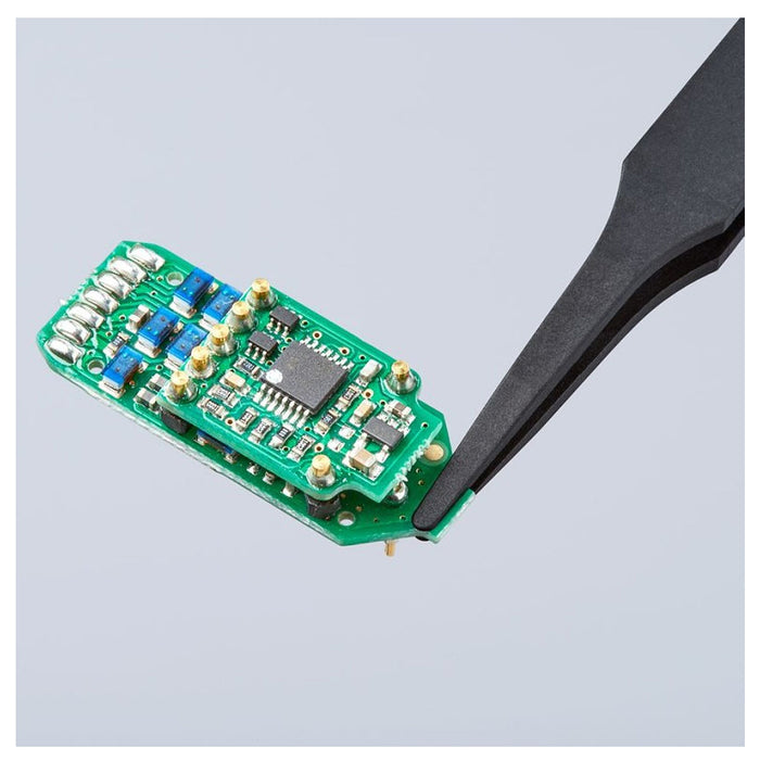 Nhíp gắp linh kiện điện tử, chống tĩnh điện, chất liệu nhựa, mũi tròn bè KNIPEX 92 09 01 ESD kích thước đầu mũi 0.35 x 2.0mm