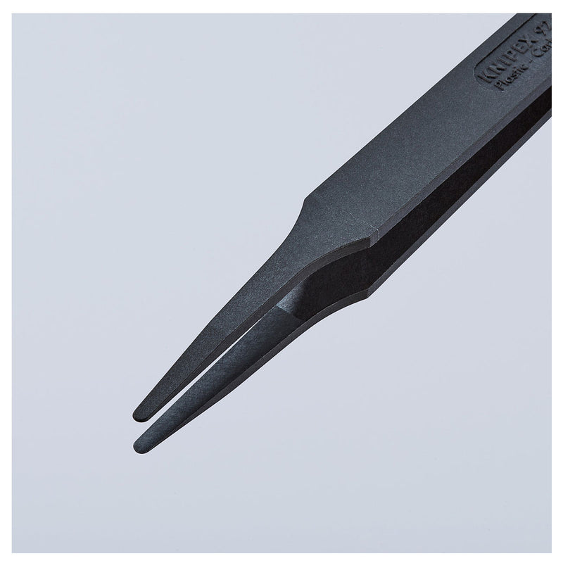 Nhíp gắp linh kiện điện tử, chống tĩnh điện, chất liệu nhựa, mũi tròn bè KNIPEX 92 09 01 ESD kích thước đầu mũi 0.35 x 2.0mm