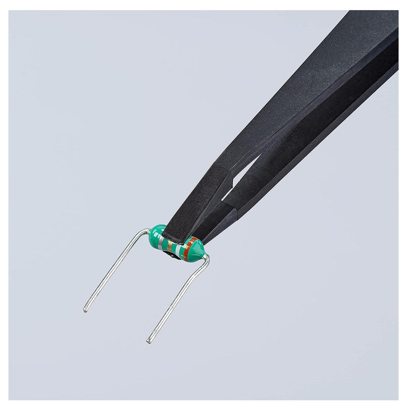 Nhíp gắp linh kiện điện tử, chống tĩnh điện, chất liệu nhựa, mũi tròn bè KNIPEX 92 09 04 ESD kích thước đầu mũi 0.12 x 3.3mm