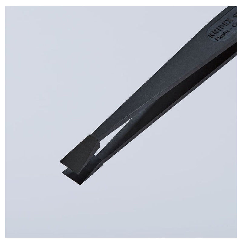 Nhíp gắp linh kiện điện tử, chống tĩnh điện, chất liệu nhựa, mũi tròn bè KNIPEX 92 09 05 ESD kích thước đầu mũi 0.12 x 7.7mm