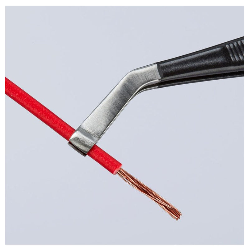 Nhíp gắp linh kiện điện tử THT/PIH, chống tĩnh điện, mũi cong 35° KNIPEX 92 16 01 ESD kích thước 1.5 x 3.8mm