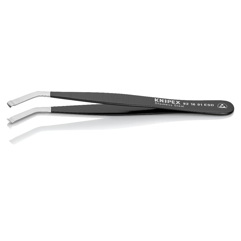 Nhíp gắp linh kiện điện tử THT/PIH, chống tĩnh điện, mũi cong 35° KNIPEX 92 16 01 ESD kích thước 1.5 x 3.8mm
