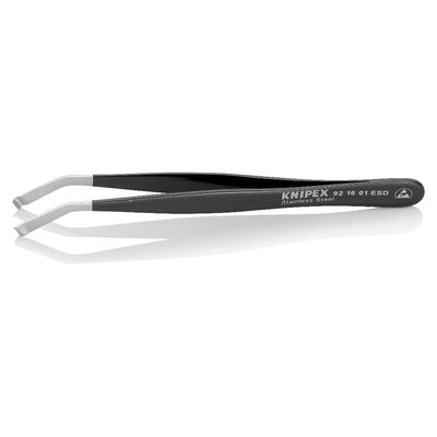 Nhíp gắp linh kiện điện tử THT/PIH, chống tĩnh điện, mũi cong 35° KNIPEX 92 16 01 ESD kích thước 1.5 x 3.8mm