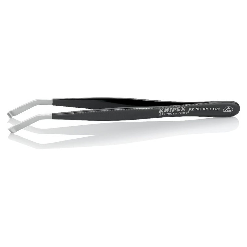 Nhíp gắp linh kiện điện tử THT/PIH, chống tĩnh điện, mũi cong 35° KNIPEX 92 16 01 ESD kích thước 1.5 x 3.8mm