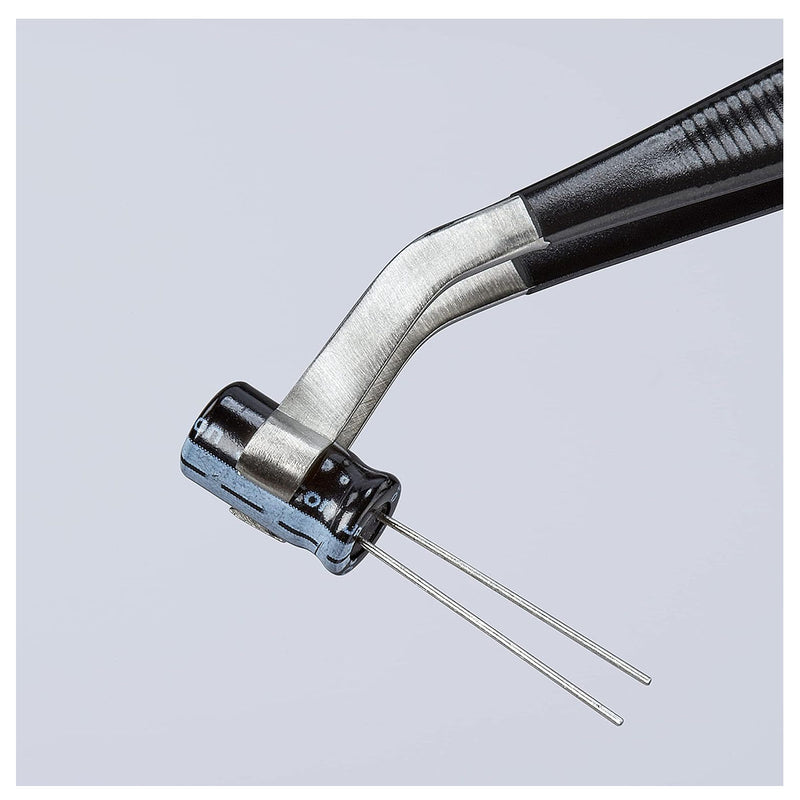 Nhíp gắp linh kiện điện tử THT/PIH, chống tĩnh điện, mũi cong 35° KNIPEX 92 16 02 ESD kích thước 0.6 x 0.8mm