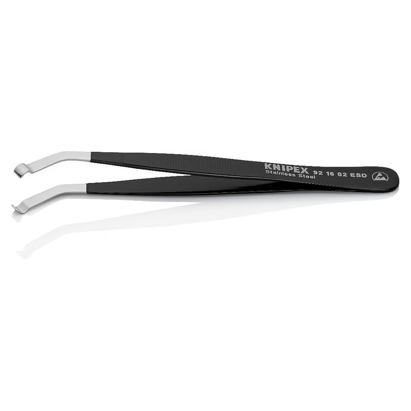Nhíp gắp linh kiện điện tử THT/PIH, chống tĩnh điện, mũi cong 35° KNIPEX 92 16 02 ESD kích thước 0.6 x 0.8mm