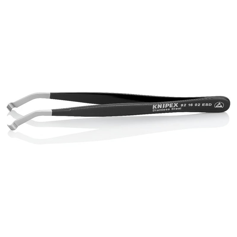 Nhíp gắp linh kiện điện tử THT/PIH, chống tĩnh điện, mũi cong 35° KNIPEX 92 16 02 ESD kích thước 0.6 x 0.8mm