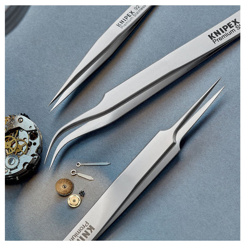 Nhíp gắp linh kiện điện tử, mũi siêu nhọn KNIPEX 92 21 03 kích thước đầu mũi 0.06 x 0.12mm