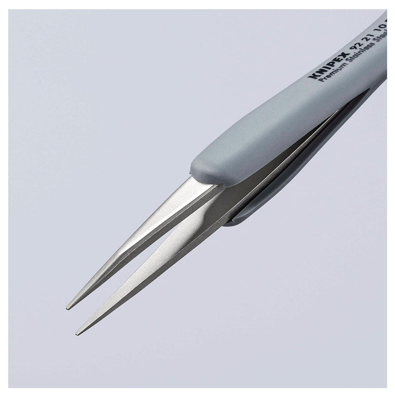 Nhíp gắp linh kiện điện tử, chống tĩnh điện, tay cầm bọc cao su KNIPEX 92 21 10 ESD kích thước đầu mũi 0.5 x 0.9mm