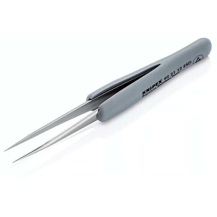 Nhíp gắp linh kiện điện tử, chống tĩnh điện, tay cầm bọc cao su KNIPEX 92 21 12 ESD kích thước 0.12 x 0.18mm