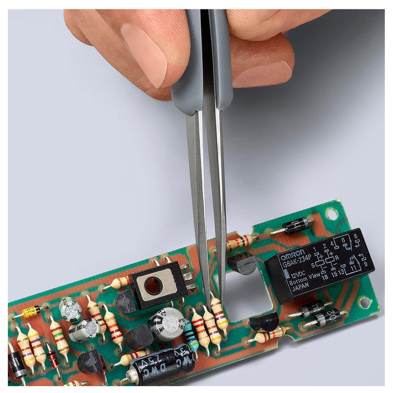 Nhíp gắp linh kiện điện tử, chống tĩnh điện, tay cầm bọc cao su KNIPEX 92 21 14 ESD kích thước 0.5 x 0.5mm