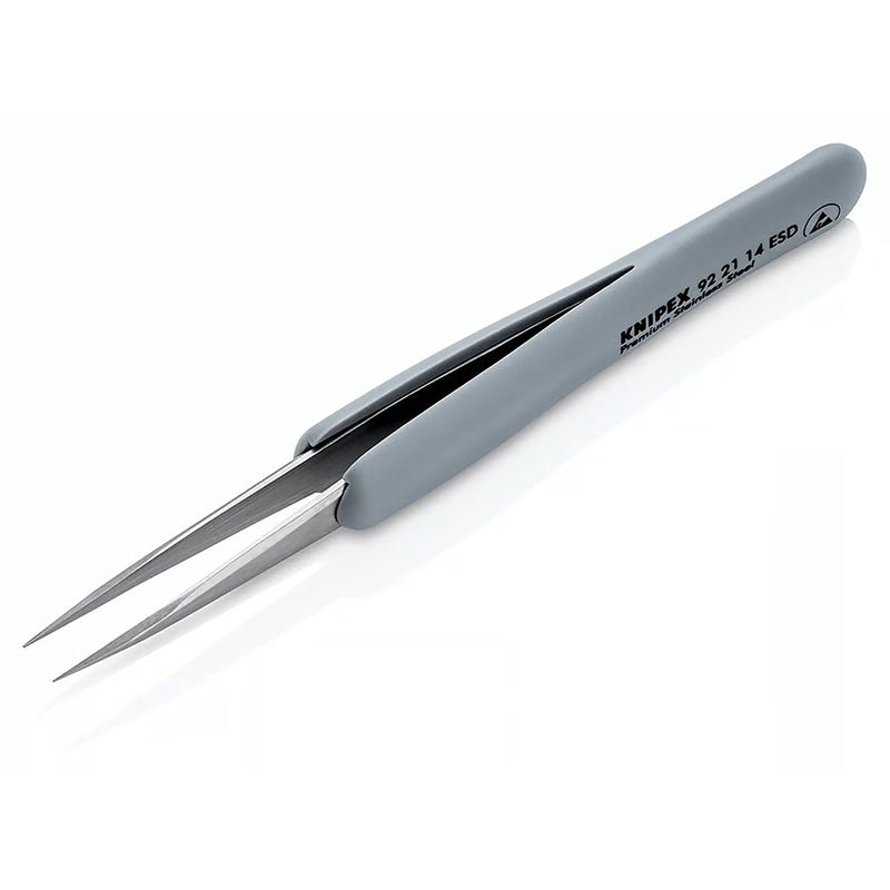 Nhíp gắp linh kiện điện tử, chống tĩnh điện, tay cầm bọc cao su KNIPEX 92 21 14 ESD kích thước 0.5 x 0.5mm