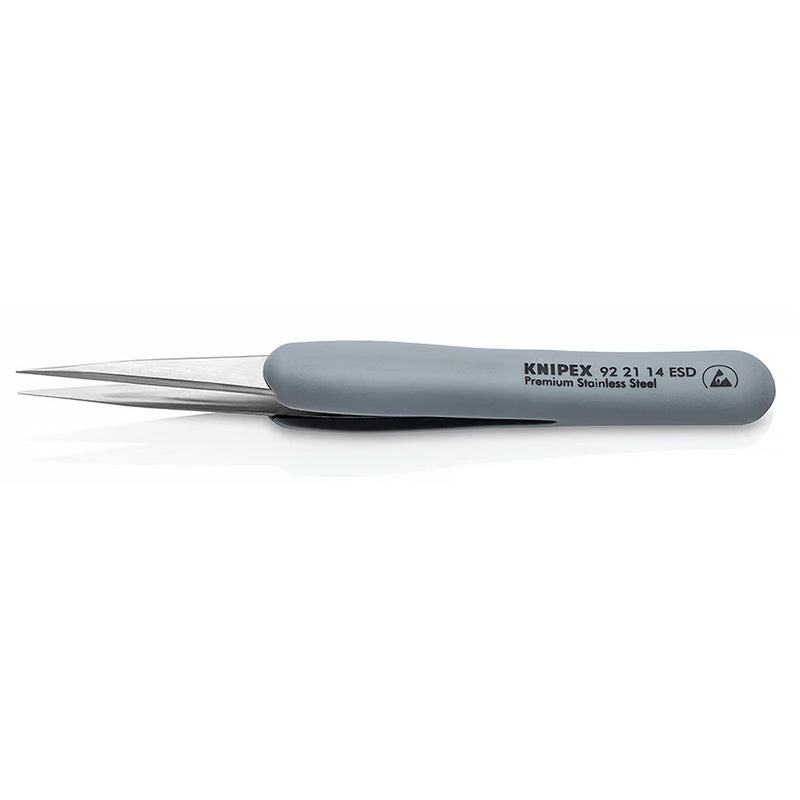 Nhíp gắp linh kiện điện tử, chống tĩnh điện, tay cầm bọc cao su KNIPEX 92 21 14 ESD kích thước 0.5 x 0.5mm