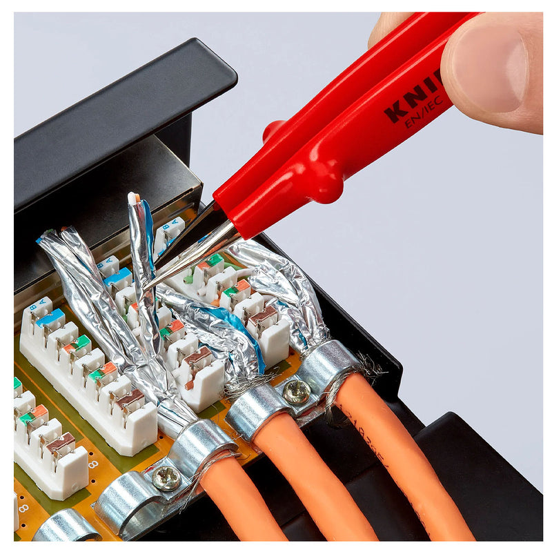 Nhíp gắp linh kiện điện tử KNIPEX 92 27 61 cách điện 1000V chiều dài 125mm, đầu nhíp nhọn 0.5mm, bề mặt trơn