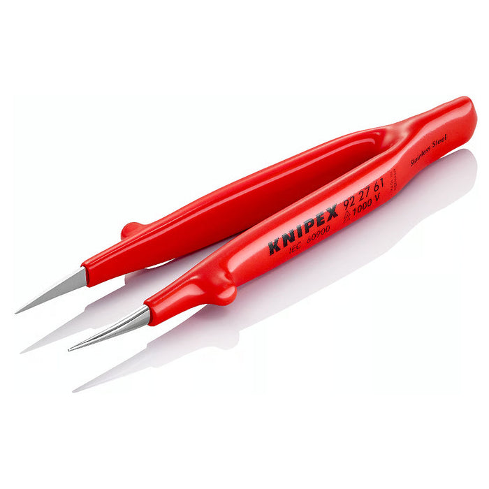 Nhíp gắp linh kiện điện tử KNIPEX 92 27 61 cách điện 1000V chiều dài 125mm, đầu nhíp nhọn 0.5mm, bề mặt trơn