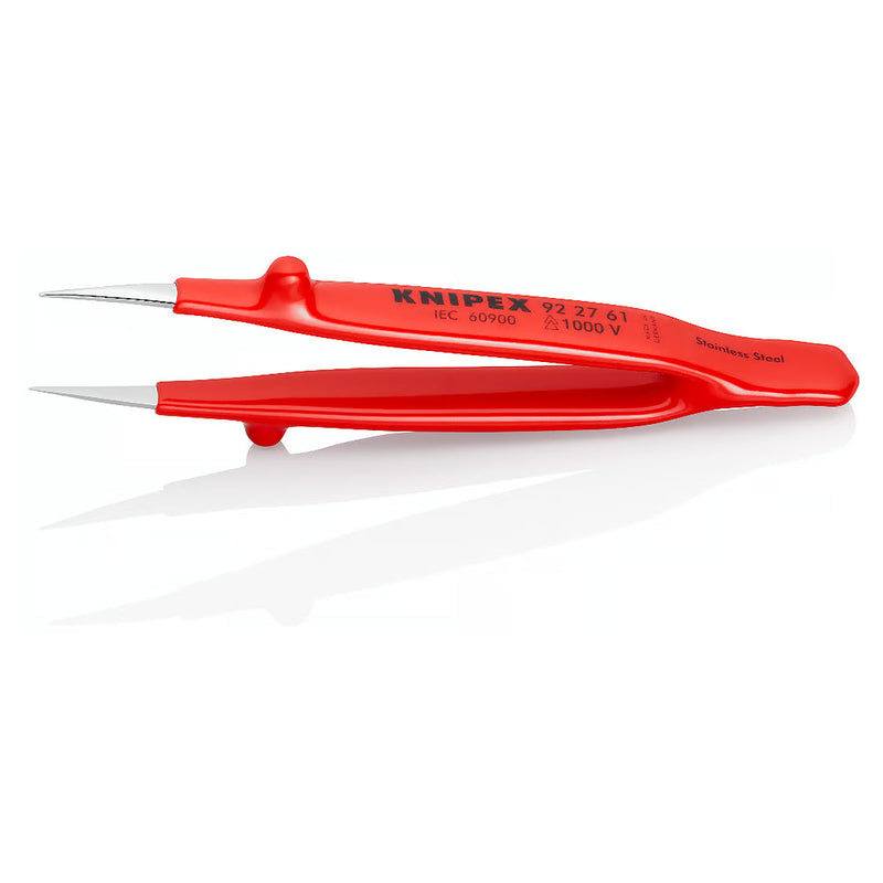 Nhíp gắp linh kiện điện tử KNIPEX 92 27 61 cách điện 1000V chiều dài 125mm, đầu nhíp nhọn 0.5mm, bề mặt trơn
