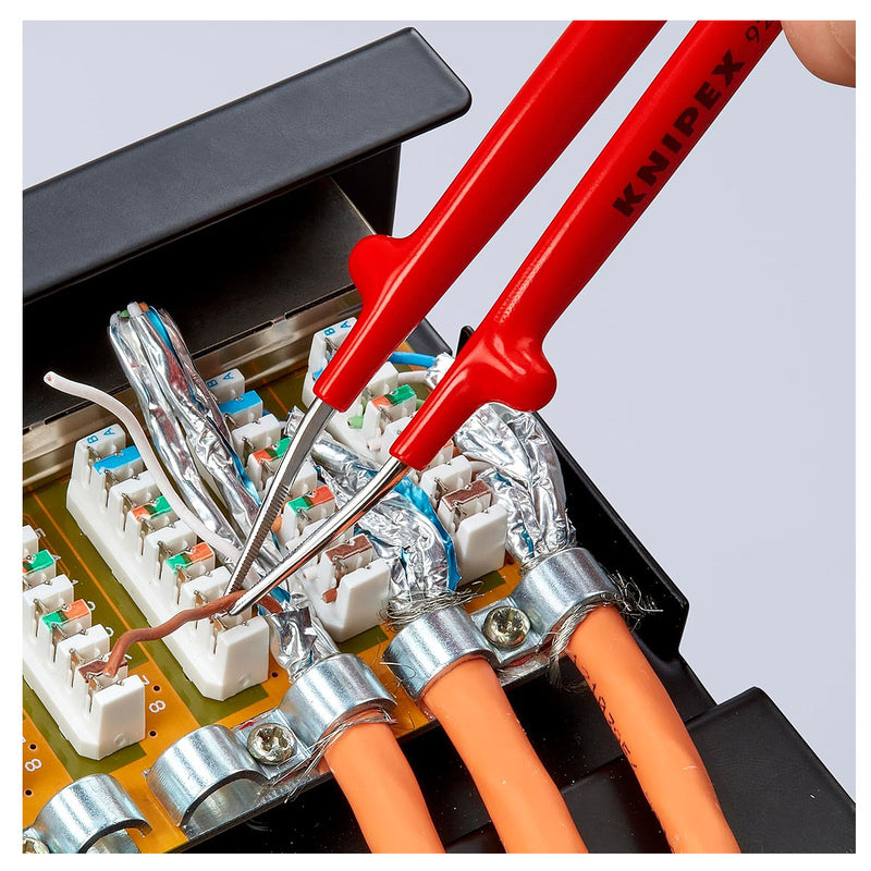 Nhíp gắp linh kiện điện tử KNIPEX 92 27 62 cách điện 1000V chiều dài 150mm, đầu nhíp nhọn 1.0mm, bề mặt có răng khía