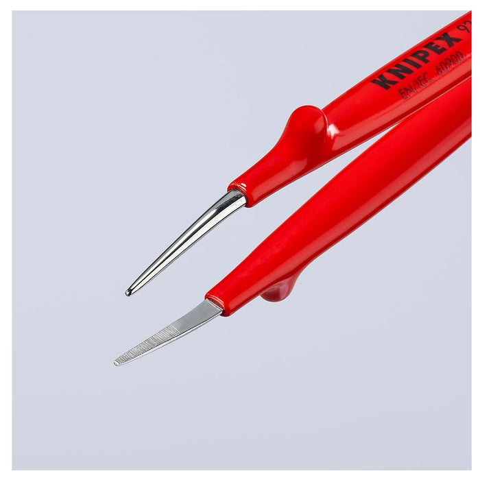 Nhíp gắp linh kiện điện tử KNIPEX 92 27 62 cách điện 1000V chiều dài 150mm, đầu nhíp nhọn 1.0mm, bề mặt có răng khía