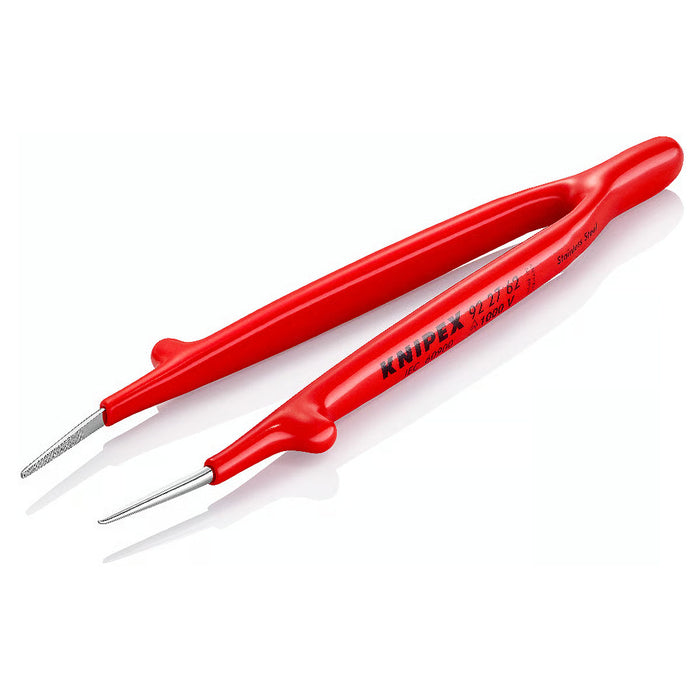 Nhíp gắp linh kiện điện tử KNIPEX 92 27 62 cách điện 1000V chiều dài 150mm, đầu nhíp nhọn 1.0mm, bề mặt có răng khía