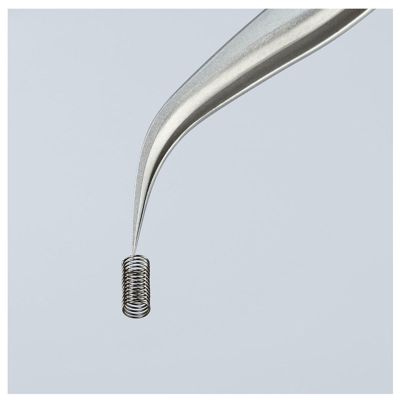 Nhíp gắp linh kiện điện tử, mũi siêu nhọn cong 45° KNIPEX 92 31 01 kích thước đầu mũi 0.09 x 0.16mm