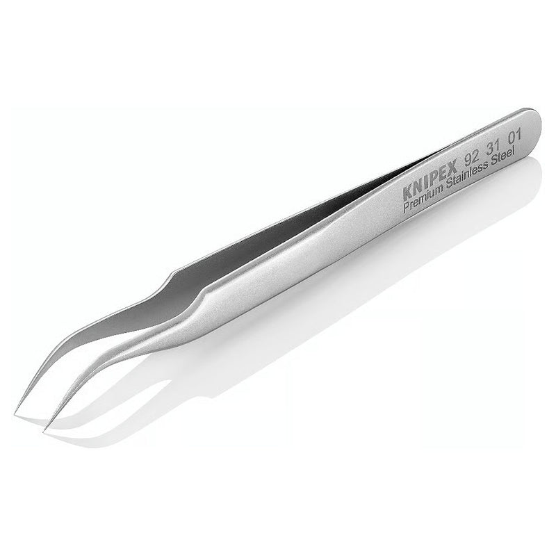 Nhíp gắp linh kiện điện tử, mũi siêu nhọn cong 45° KNIPEX 92 31 01 kích thước đầu mũi 0.09 x 0.16mm