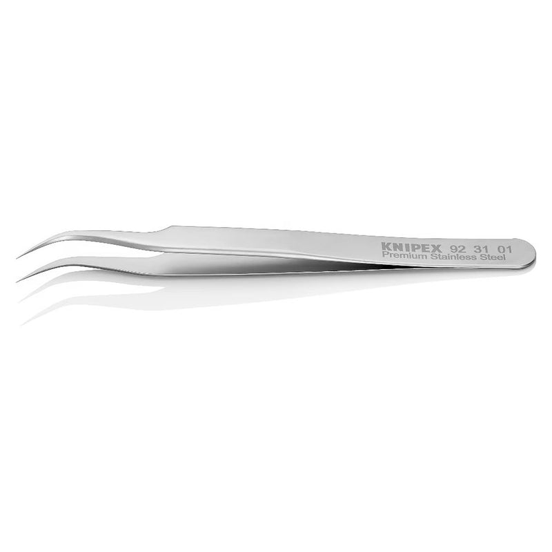 Nhíp gắp linh kiện điện tử, mũi siêu nhọn cong 45° KNIPEX 92 31 01 kích thước đầu mũi 0.09 x 0.16mm