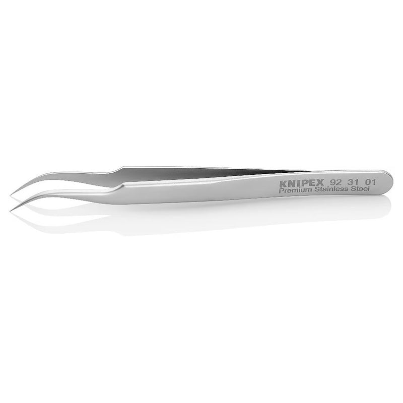 Nhíp gắp linh kiện điện tử, mũi siêu nhọn cong 45° KNIPEX 92 31 01 kích thước đầu mũi 0.09 x 0.16mm