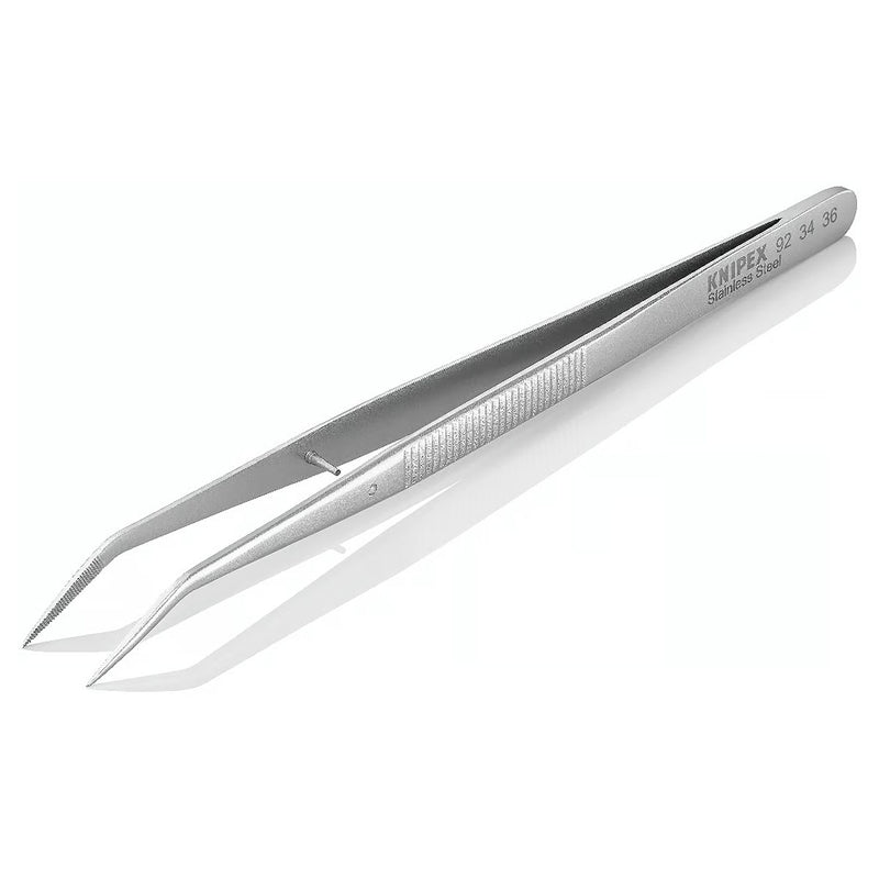 Nhíp gắp linh kiện điện tử dòng Universal, mũi nhọn cong 25° KNIPEX 92 34 36 kích thước đầu mũi 0.5 x 0.5mm