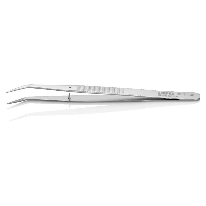 Nhíp gắp linh kiện điện tử dòng Universal, mũi nhọn cong 25° KNIPEX 92 34 36 kích thước đầu mũi 0.5 x 0.5mm