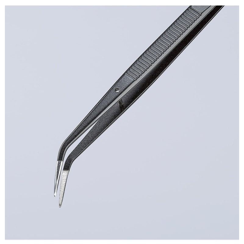 Nhíp gắp linh kiện điện tử dòng Universal, mũi nhọn cong 25° KNIPEX 92 34 37 kích thước đầu mũi 0.8 x 0.8mm