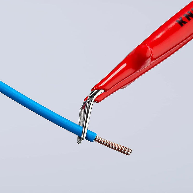 Nhíp gắp linh kiện điện tử mũi cong 30° KNIPEX 92 37 64 cách điện 1000V, chiều dài 148mm, đầu nhíp bè 1.0mm, bề mặt có răng khía