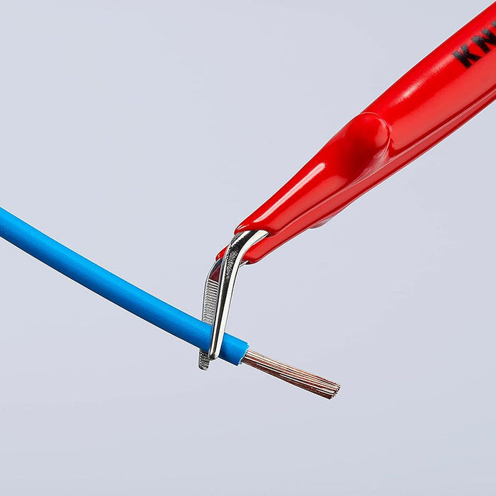 Nhíp gắp linh kiện điện tử mũi cong 30° KNIPEX 92 37 64 cách điện 1000V, chiều dài 148mm, đầu nhíp bè 1.0mm, bề mặt có răng khía