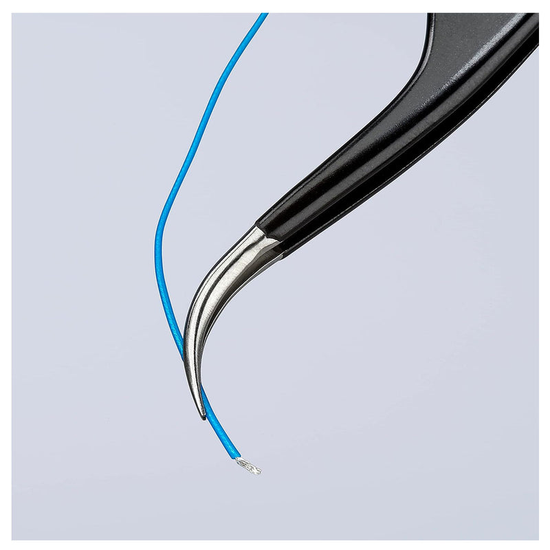 Nhíp gắp linh kiện điện tử mũi cong 35° chống tĩnh điện, mũi siêu nhọn KNIPEX 92 38 75 ESD kích thước đầu mũi 0.25 x 0.3mm