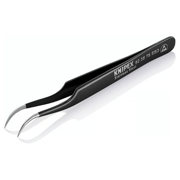 Nhíp gắp linh kiện điện tử mũi cong 35° chống tĩnh điện, mũi siêu nhọn KNIPEX 92 38 75 ESD kích thước đầu mũi 0.25 x 0.3mm