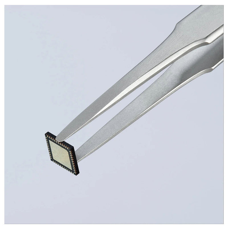 Nhíp gắp linh kiện điện tử, mũi tròn bè KNIPEX 92 51 01 kích thước đầu mũi 0.13 x 1.9mm