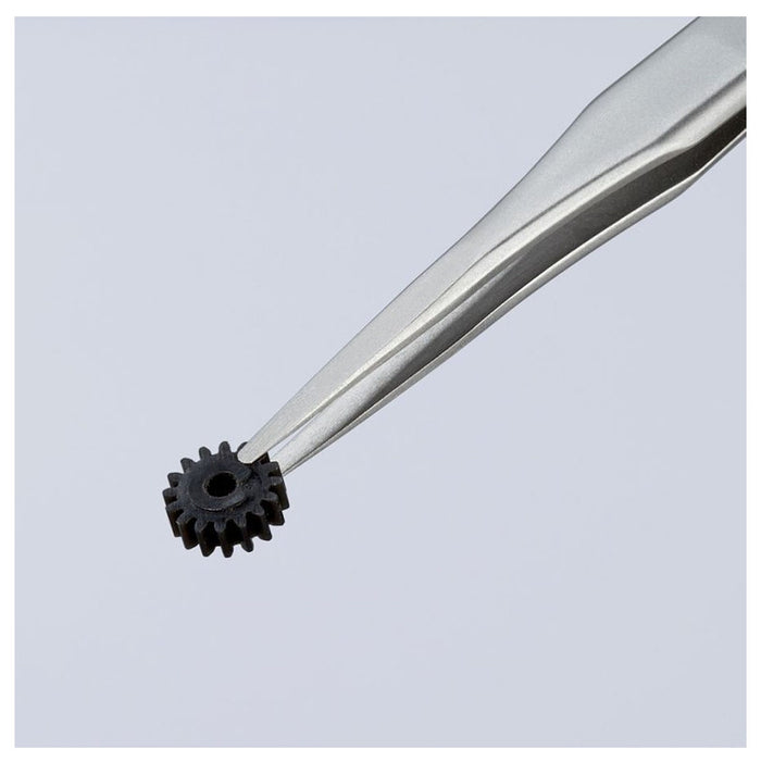 Nhíp gắp linh kiện điện tử mini, mũi tròn bè KNIPEX 92 51 02 kích thước đầu mũi 0.1 x 1.2mm