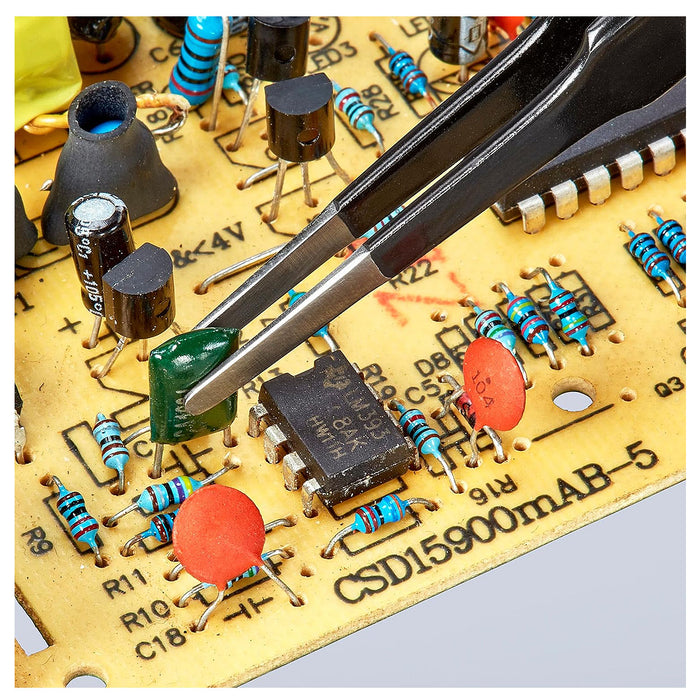 Nhíp gắp linh kiện điện tử chống tĩnh điện, mũi tròn bè KNIPEX 92 58 74 ESD kích thước đầu mũi 0.3 x 2.0mm