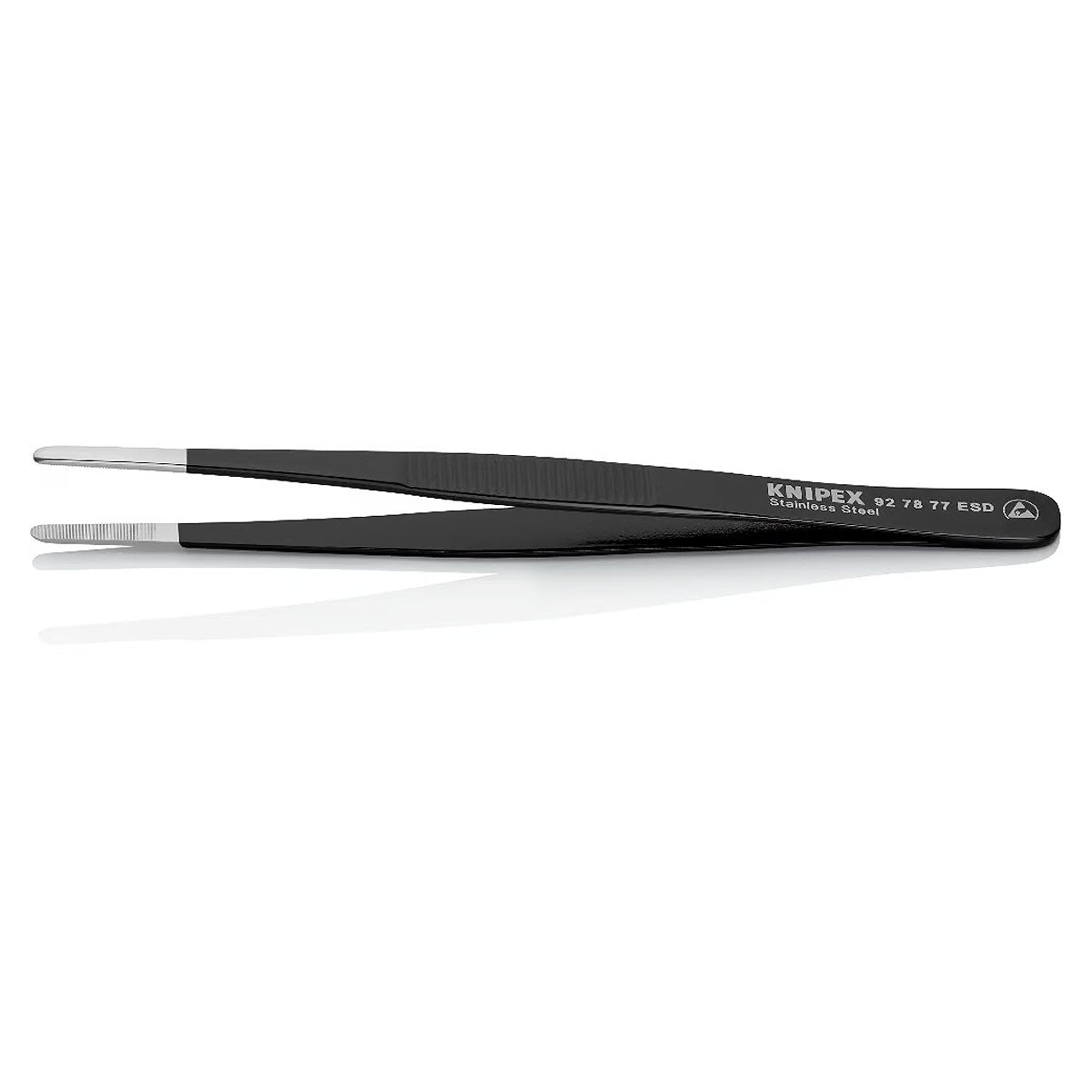 Nhíp gắp linh kiện điện tử, chống tĩnh điện đầu tròn bè KNIPEX 92 78 77 ESD kích thước đầu mũi 1.3 x 2.7mm