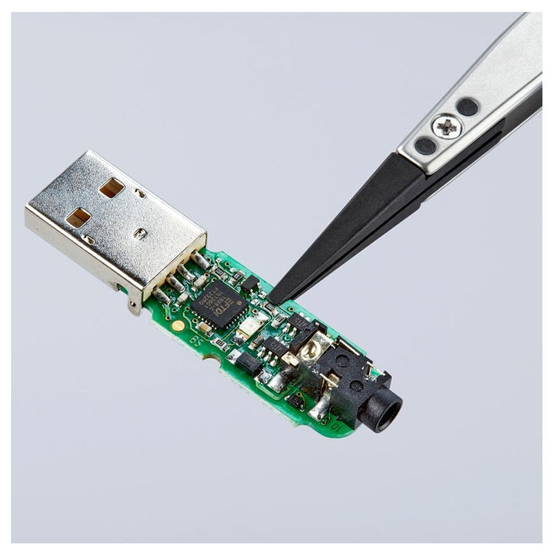 Nhíp gắp linh kiện điện tử, chống tĩnh điện, đầu nhíp thay thế được KNIPEX 92 81 01 kích thước đầu mũi 0.4 x 2.0mm