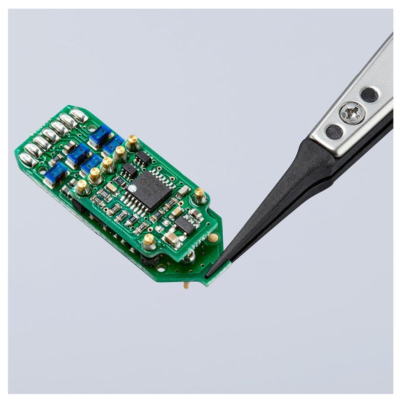 Nhíp gắp linh kiện điện tử, chống tĩnh điện, đầu nhíp thay thế được KNIPEX 92 81 02 kích thước đầu mũi 0.4 x 0.6mm