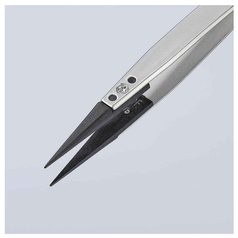 Nhíp gắp linh kiện điện tử, chống tĩnh điện, đầu nhíp thay thế được KNIPEX 92 81 05 kích thước đầu mũi 0.7 x 0.6mm