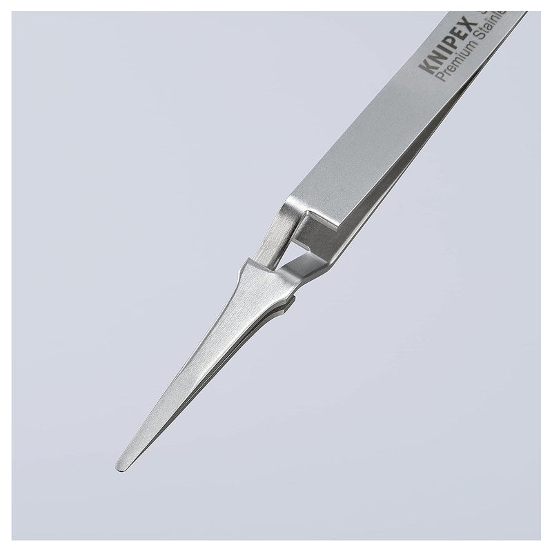 Nhíp gắp linh kiện điện tử, cơ chế kẹp tự động, mũi tròn bè KNIPEX 92 91 01 kích thước đầu mũi 0.13 x 1.9mm