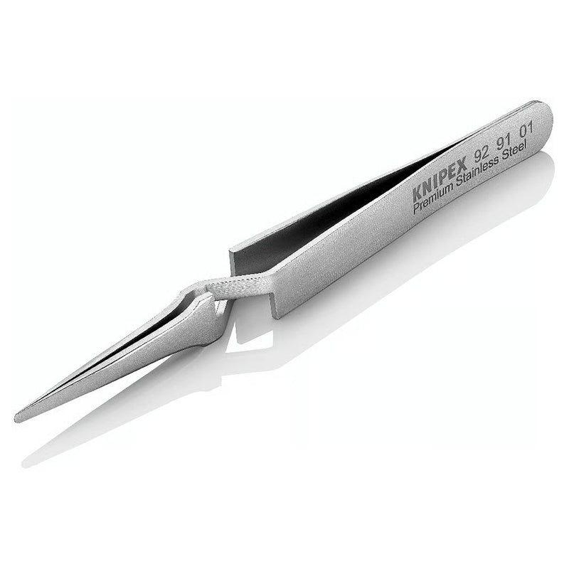 Nhíp gắp linh kiện điện tử, cơ chế kẹp tự động, mũi tròn bè KNIPEX 92 91 01 kích thước đầu mũi 0.13 x 1.9mm