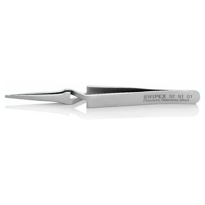Nhíp gắp linh kiện điện tử, cơ chế kẹp tự động, mũi tròn bè KNIPEX 92 91 01 kích thước đầu mũi 0.13 x 1.9mm