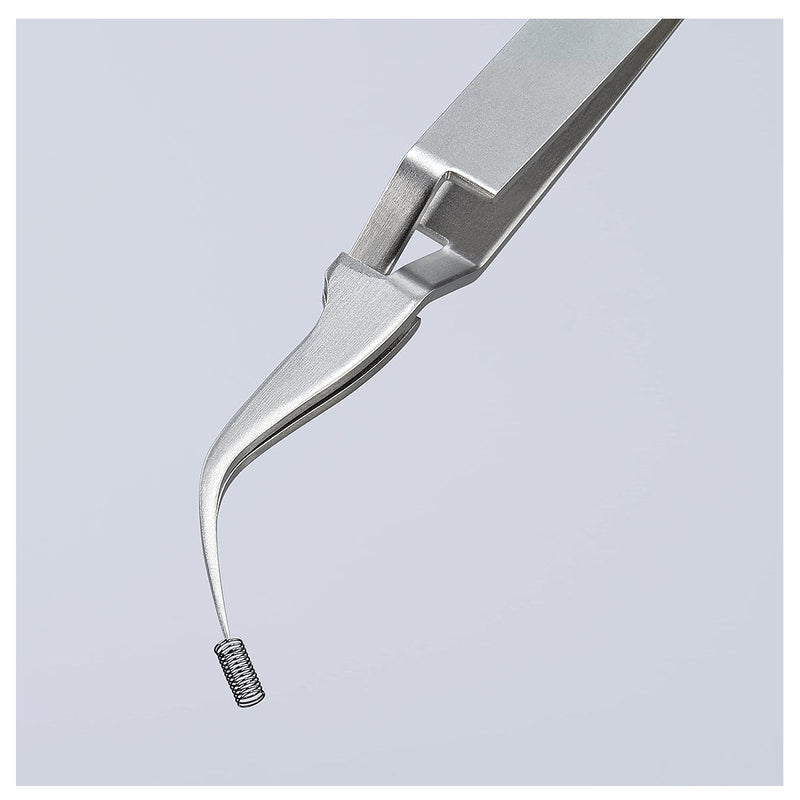 Nhíp gắp linh kiện điện tử, cơ chế kẹp tự động, mũi siêu nhọn cong 45°  KNIPEX 92 91 03 kích thước đầu mũi 0.22 x 0.25mm