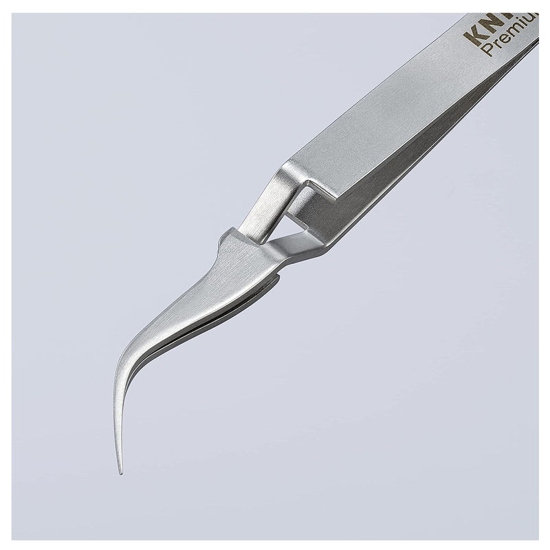 Nhíp gắp linh kiện điện tử, cơ chế kẹp tự động, mũi siêu nhọn cong 45°  KNIPEX 92 91 03 kích thước đầu mũi 0.22 x 0.25mm