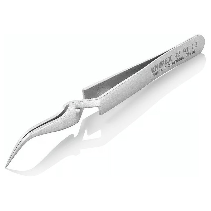 Nhíp gắp linh kiện điện tử, cơ chế kẹp tự động, mũi siêu nhọn cong 45°  KNIPEX 92 91 03 kích thước đầu mũi 0.22 x 0.25mm