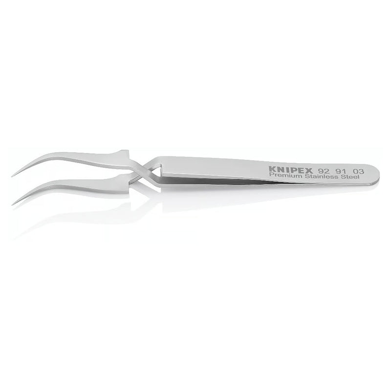 Nhíp gắp linh kiện điện tử, cơ chế kẹp tự động, mũi siêu nhọn cong 45°  KNIPEX 92 91 03 kích thước đầu mũi 0.22 x 0.25mm