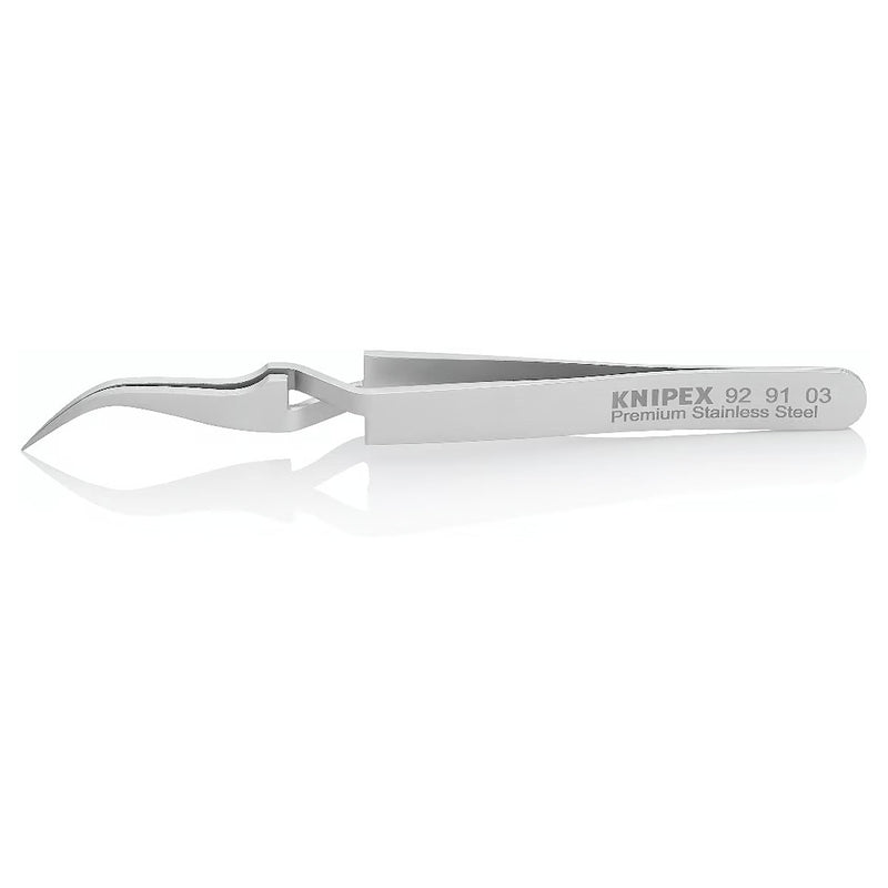 Nhíp gắp linh kiện điện tử, cơ chế kẹp tự động, mũi siêu nhọn cong 45°  KNIPEX 92 91 03 kích thước đầu mũi 0.22 x 0.25mm
